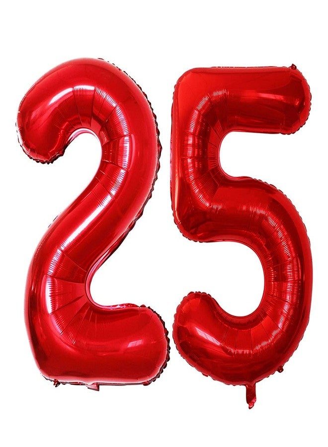 GOER Number 25 Balloons for 25th Birthday Party Decorations,42 Inch Jumbo Foil Helium 52 Balloons for 52nd Birthday Party Decoration (Red) - Image 1