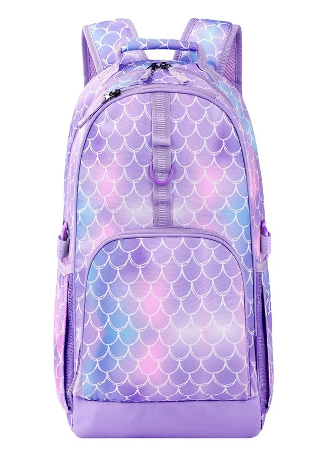 Choco Mocha حقيبة ظهر مدرسية للأطفال من تشوكو موكا مقاس 17 بوصة، لون حورية البحر البنفسجي، 17 بوصة - Image 1