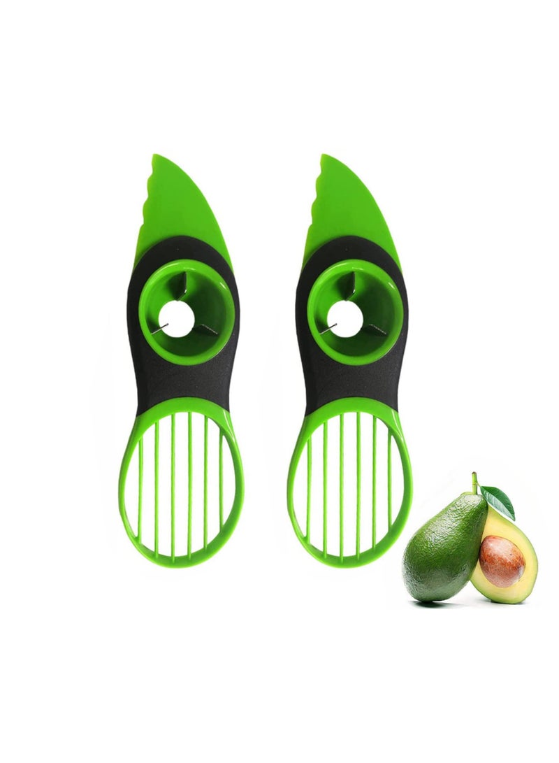سونسر قطاعة أفوكادو 2 قطعة قطاعة أفوكادو متعددة الوظائف لقطاعة الفاكهة متعددة الوظائف، أداة تقشير الفاكهة ومزيل اللب 3 في 1 أداة تقطيع الأفوكادو للفاكهة كيوي مانجو أداة مطبخ - Image 1
