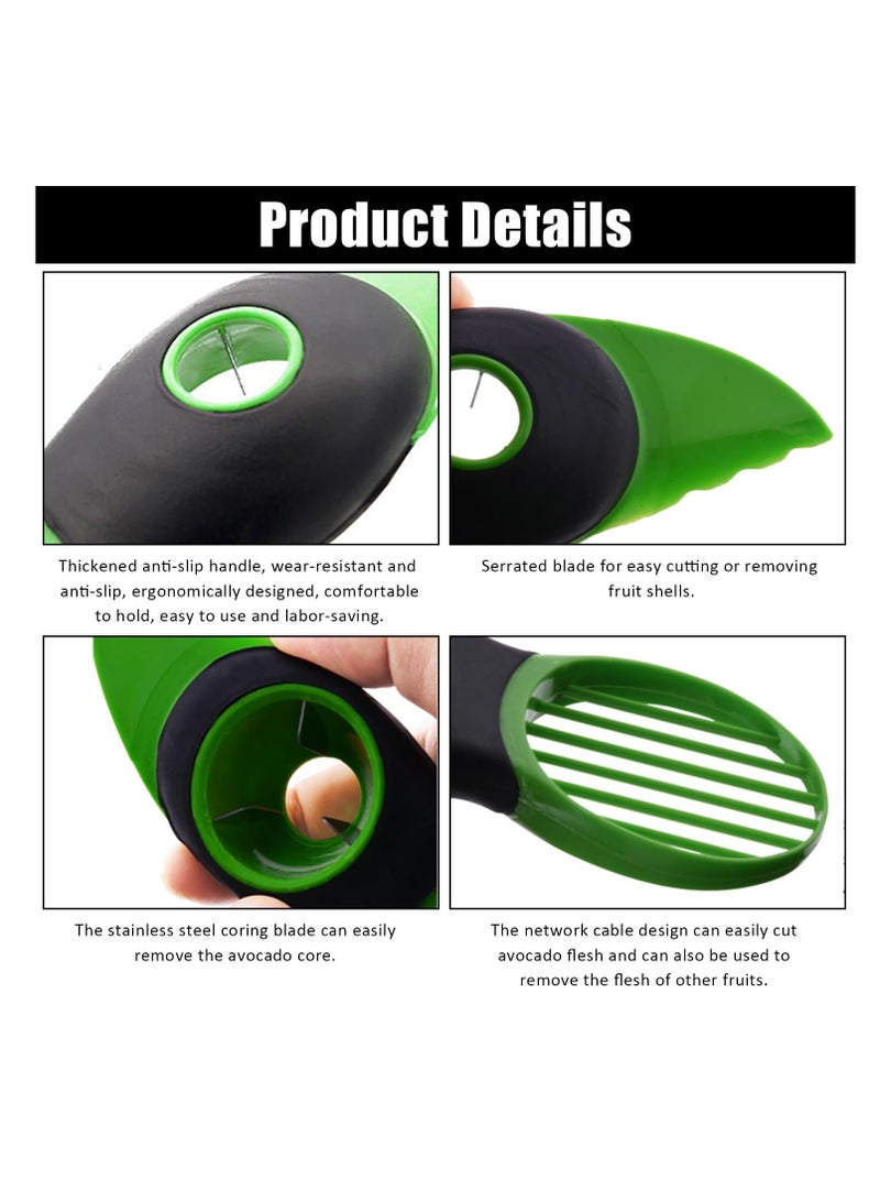 سونسر قطاعة أفوكادو 2 قطعة قطاعة أفوكادو متعددة الوظائف لقطاعة الفاكهة متعددة الوظائف، أداة تقشير الفاكهة ومزيل اللب 3 في 1 أداة تقطيع الأفوكادو للفاكهة كيوي مانجو أداة مطبخ - Image 3