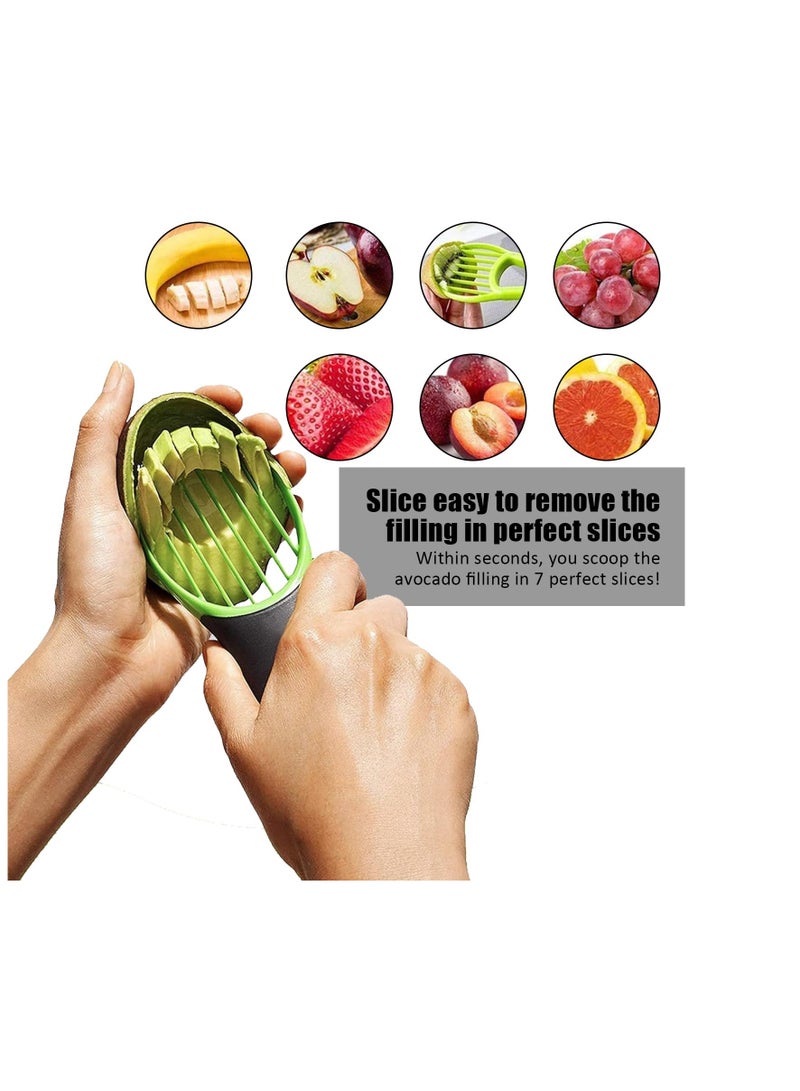 سونسر قطاعة أفوكادو 2 قطعة قطاعة أفوكادو متعددة الوظائف لقطاعة الفاكهة متعددة الوظائف، أداة تقشير الفاكهة ومزيل اللب 3 في 1 أداة تقطيع الأفوكادو للفاكهة كيوي مانجو أداة مطبخ - Image 5