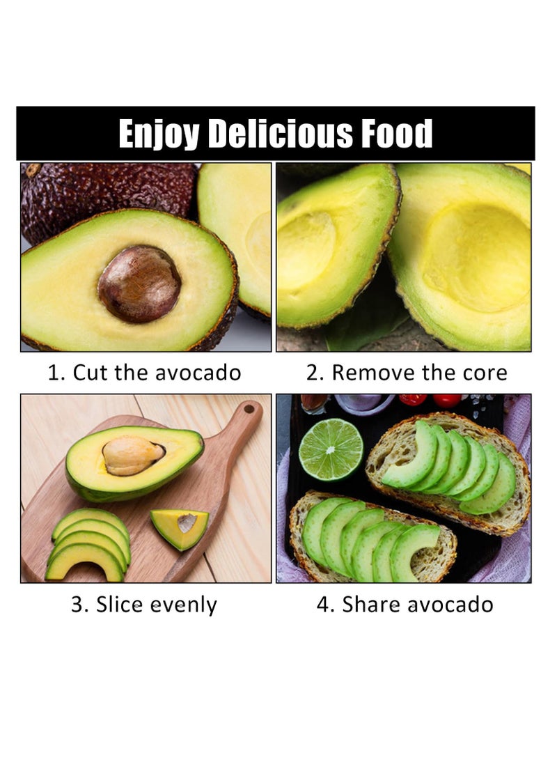 سونسر قطاعة أفوكادو 2 قطعة قطاعة أفوكادو متعددة الوظائف لقطاعة الفاكهة متعددة الوظائف، أداة تقشير الفاكهة ومزيل اللب 3 في 1 أداة تقطيع الأفوكادو للفاكهة كيوي مانجو أداة مطبخ - Image 4
