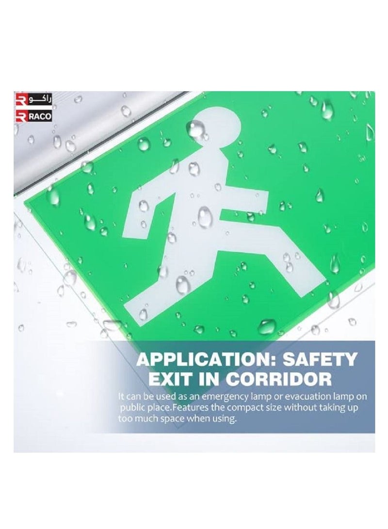 RACO ESP Duceri Wall Celing Mounted Emergency Exit Sign Board 2W LED Exit Left - Image 2