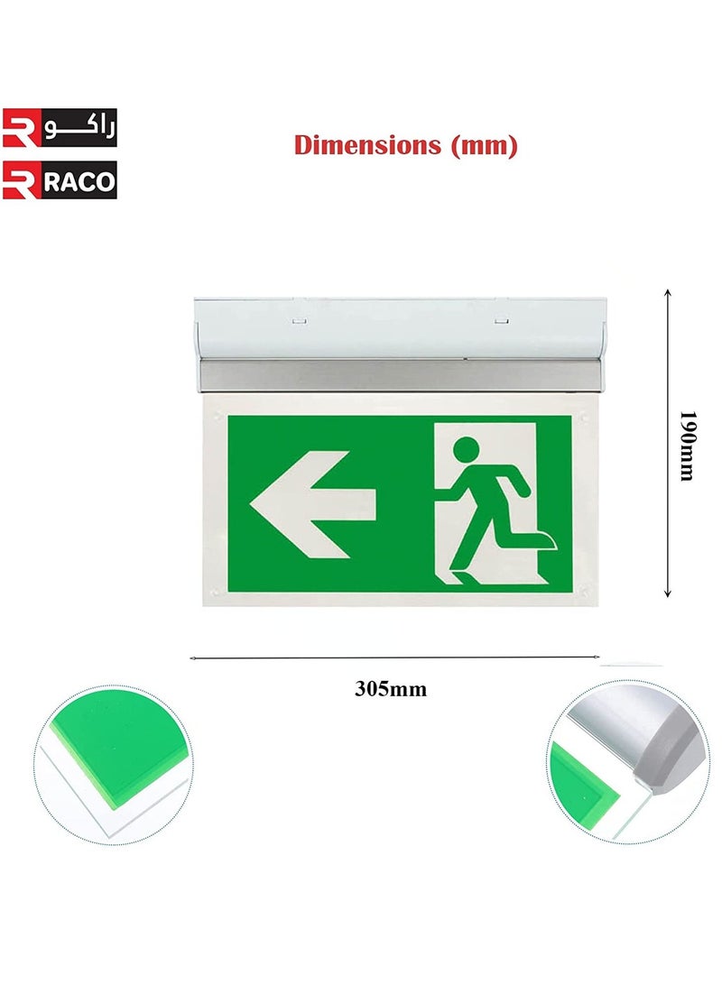 RACO ESP Duceri Wall Celing Mounted Emergency Exit Sign Board 2W LED Exit Left - Image 4