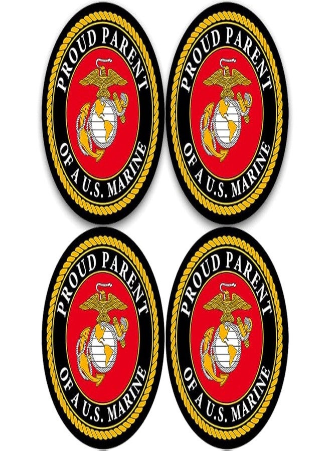 AV Round Proud Parent of A US Marine Sticker (dad mom Son Daughter Vinyl Decal United States Corps Logo (1.5 inch x 4 Stickers) USMC Licensed - Image 2