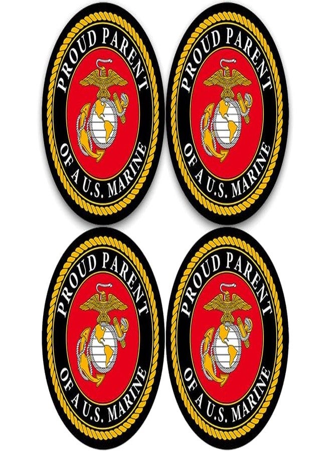 AV Round Proud Parent of A US Marine Sticker (dad mom Son Daughter Vinyl Decal United States Corps Logo (1.5 inch x 4 Stickers) USMC Licensed - Image 3