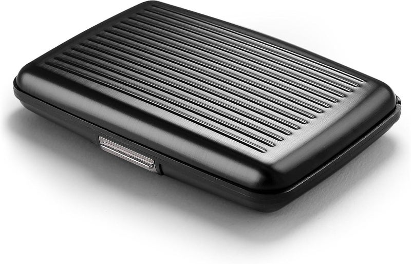 حافظة بطاقات ألومنيوم، حماية RFID من الاحتيال وإزالة المغنطة، محفظة مدمجة، موديل Smart Case STOCKHOLM (ألومنيوم أسود، قفل فائق الأمان) - Image 1