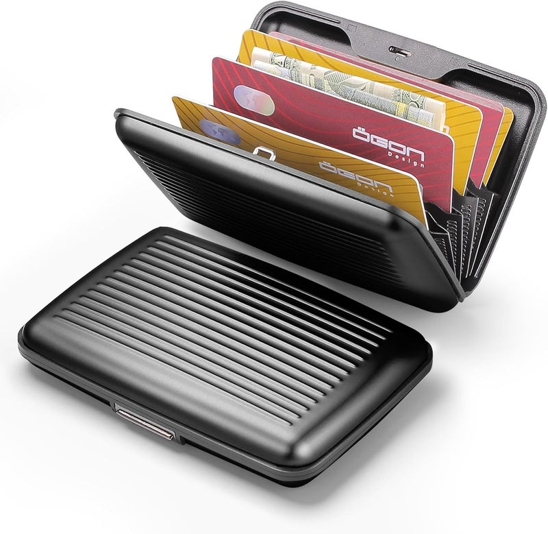 حافظة بطاقات ألومنيوم، حماية RFID من الاحتيال وإزالة المغنطة، محفظة مدمجة، موديل Smart Case STOCKHOLM (ألومنيوم أسود، قفل فائق الأمان) - Image 2