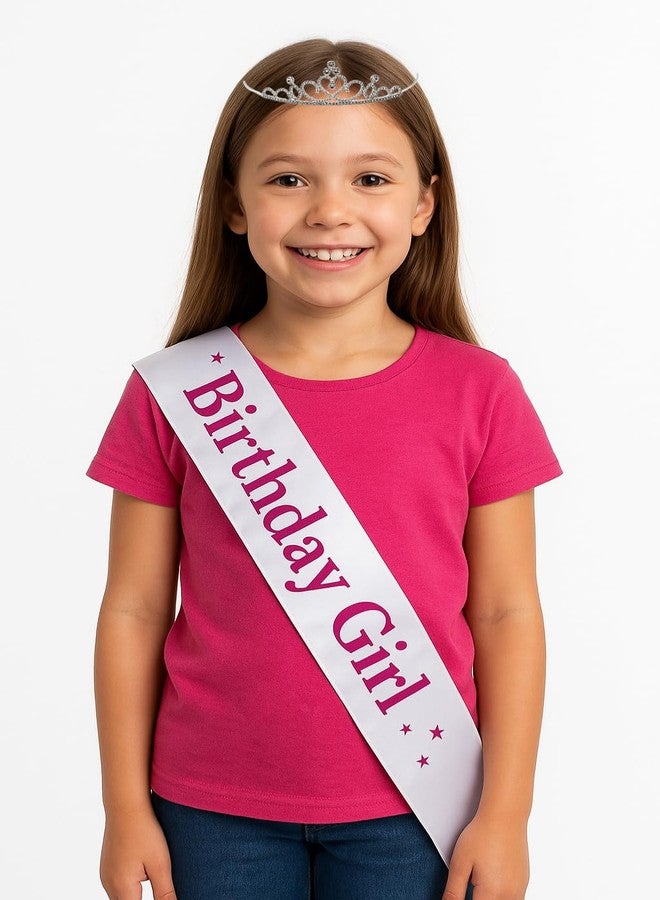 Wishify Stylish Birthday Crown & Sash Set | Birthday Girl Tiara with Satin Sash | Elegant Celebration Accessory for Women & Girls | Heart Design Party Decoration - Heart White - Image 5