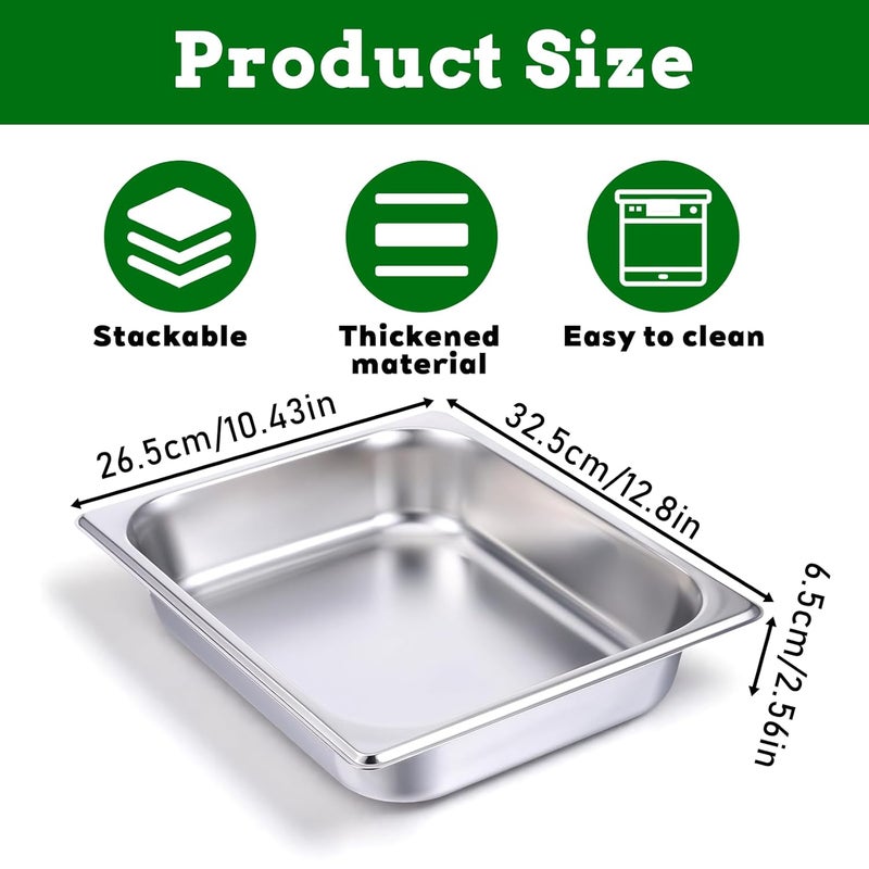 IANFAN 6 Pack Half Size Hotel Pans,1/2 Size 2.5 Inch Deep Stainless Steel Steam Table Pans Half Pans for Chafing Dishes, Breading Trays for Hotel Chafing Dishes Buffet Hotel Party - Image 2