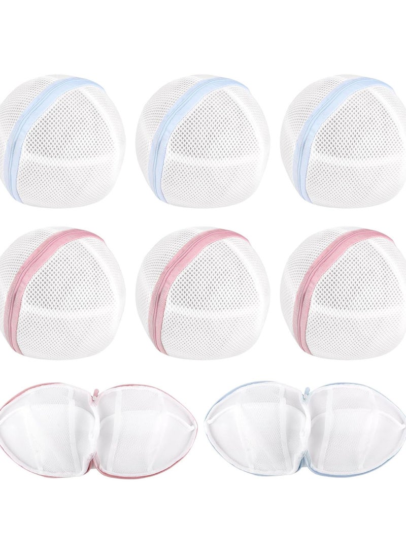 GGOOT 6 Pack Bra Laundry Bags, Mesh Laundry Bags, Special Lingerie Laundry Bags with Zipper, Lingerie Laundry Bags for Washer and Dryer, Laundry Storage Bags for Women(3 pink + 3 blue)(3 pink + 3 blue) - Image 1
