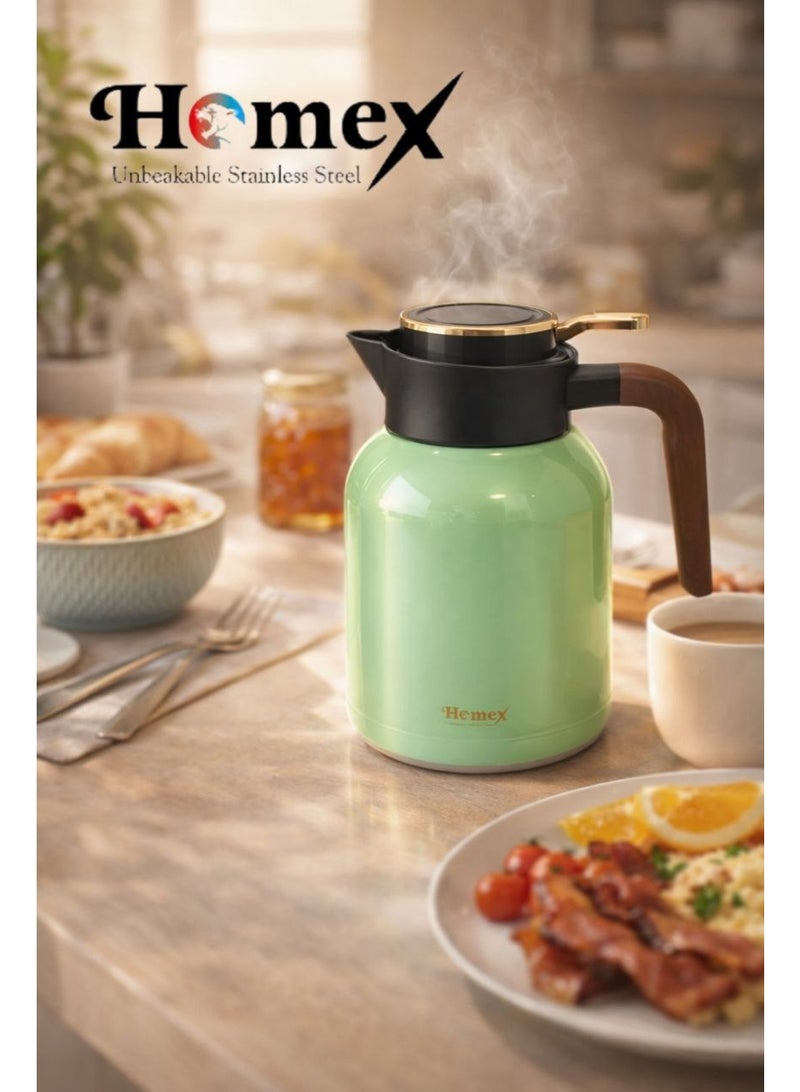 Homex vacuum flask 1.5L/Premium 304 Stainless steel inner/ Double wall Insulated thermos/Long heat retention/Hot&Cold/HB