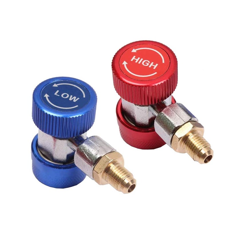 Youngine Adjustable R134A Adapter Air Conditioning Quick Coupler Connector Adapters Set AC High Low Air Conditioner Conversion kit 14 SAE HVAC