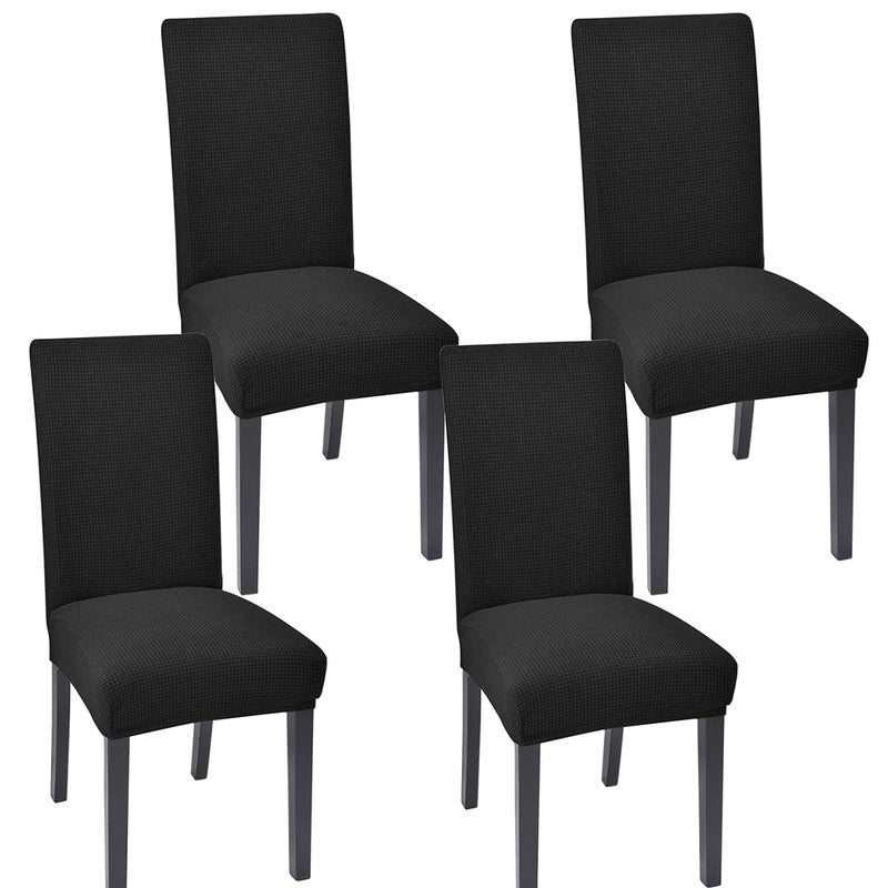 Chair Covers for Dining Room Set of 4 Chair Seat Cover for Dining Room Kitchen Parsons Chair Covers Dining Chair Slipcover Black