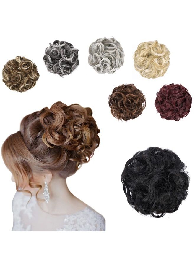 Elaine Big Messy Bun Extension Curly Hair Buns Hair Pieces for Women Synthetic Wavy Large Scrunchies Thick Updo Ponytail (Natural Black -#113A) - Image 1