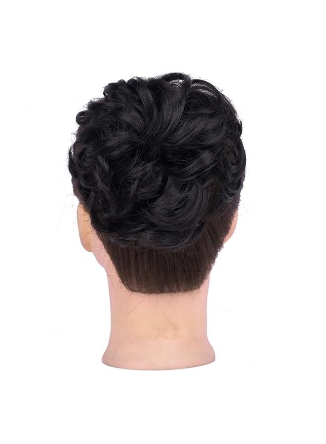 Elaine Big Messy Bun Extension Curly Hair Buns Hair Pieces for Women Synthetic Wavy Large Scrunchies Thick Updo Ponytail (Natural Black -#113A) - Image 4