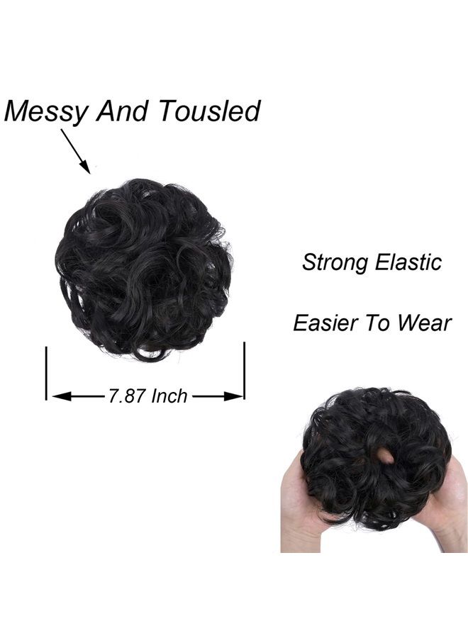 Elaine Big Messy Bun Extension Curly Hair Buns Hair Pieces for Women Synthetic Wavy Large Scrunchies Thick Updo Ponytail (Natural Black -#113A) - Image 2