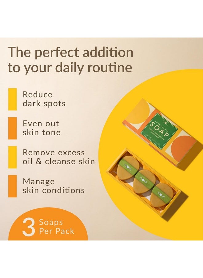 Turmeric And Kojic Acid Soap With Exfoliating Scrubber Elastic Grip Teardrop Shape Gentle Cleanser Soap Bar From Natural Ingredients Clear Dark Spots And Acne For Radiant Even Skin 3Pack