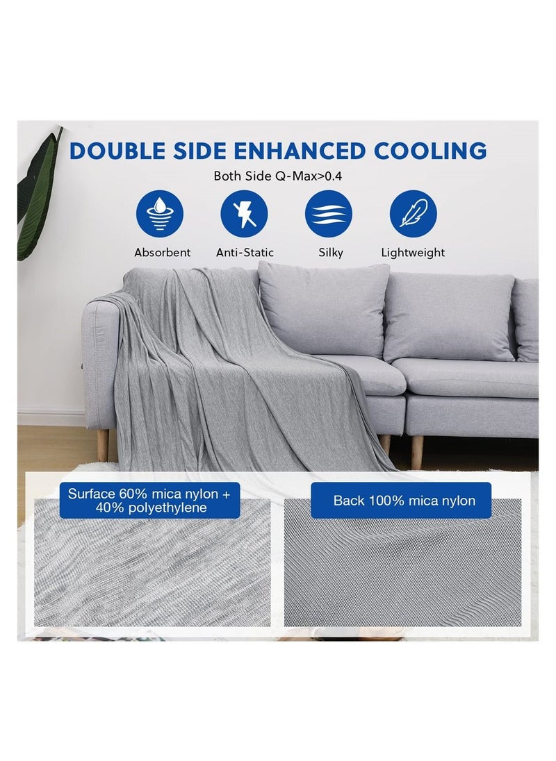 SYOSI - Cooling Blankets, Blankets for Hot Sleepers - Summer Blanket Thin Lightweight Breathable Soft Double Side Enhanced Cooling Blanket for Bed, Keep Cool for Night Sweats (Grey, 150*200cm) - Image 1