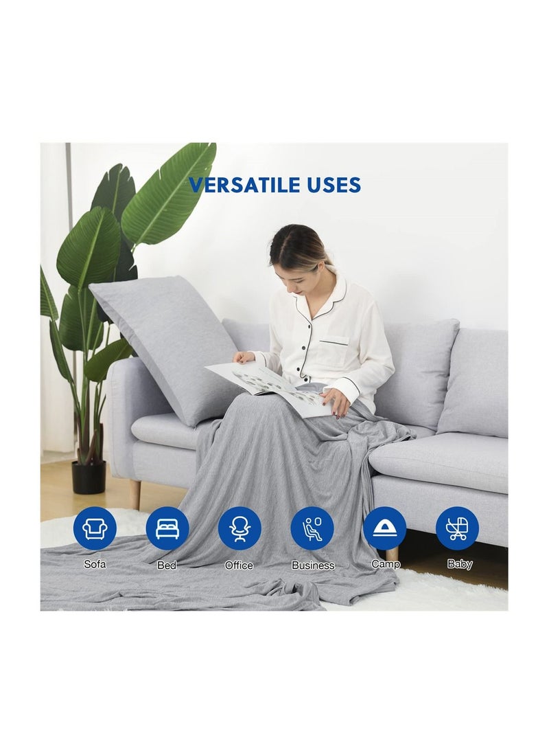 SYOSI - Cooling Blankets, Blankets for Hot Sleepers - Summer Blanket Thin Lightweight Breathable Soft Double Side Enhanced Cooling Blanket for Bed, Keep Cool for Night Sweats (Grey, 150*200cm) - Image 1