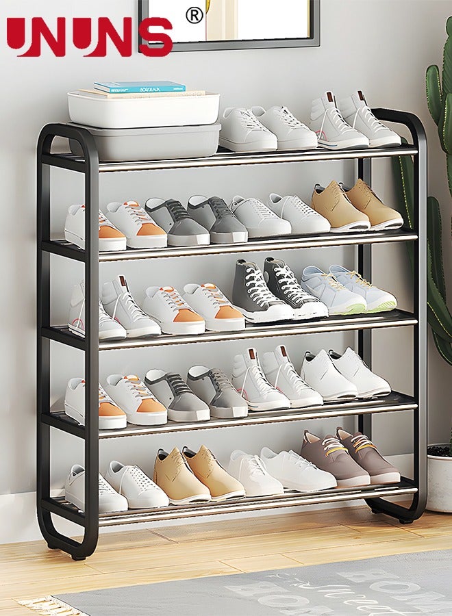 UNUNS 5 Tiers Metal Shoe Rack,Adjustable Shoe Shelf Storage Organizer,Stackable Shoe Storage,For Entryway,Hallway,Living Room,Closet - Image 1