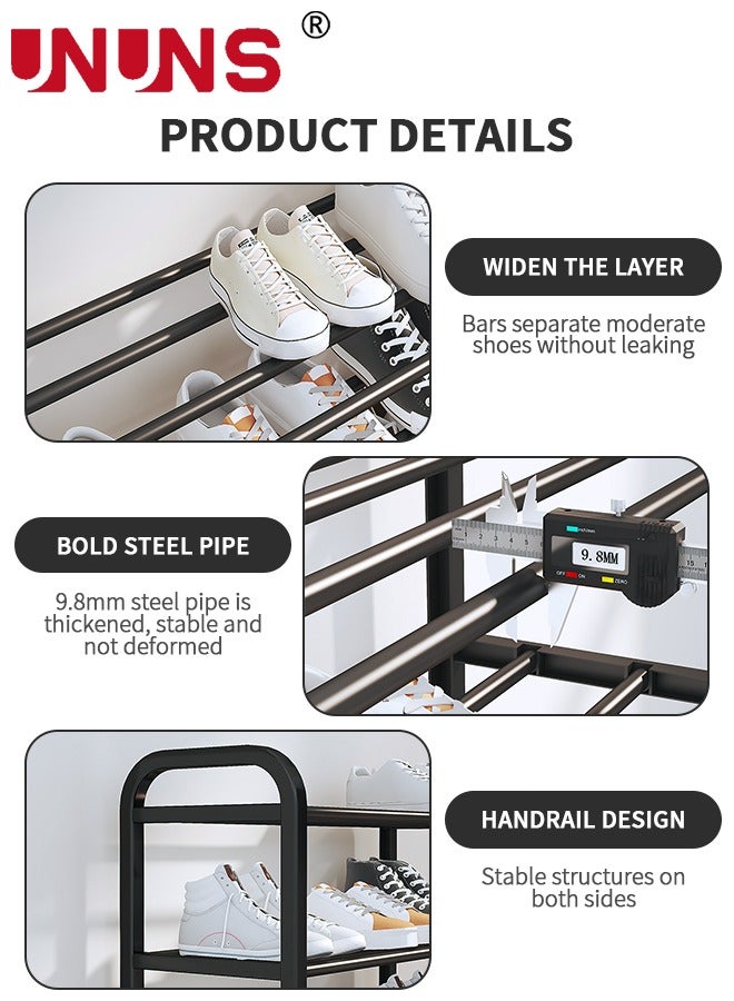 UNUNS 5 Tiers Metal Shoe Rack,Adjustable Shoe Shelf Storage Organizer,Stackable Shoe Storage,For Entryway,Hallway,Living Room,Closet - Image 3