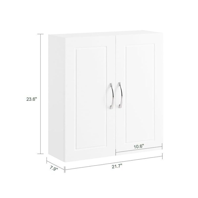 SoBuy Bathroom Cabinet Wall Mount with Doors and Adjustable Shelves, Medicine Cabinet Organizer for Small Bathroom Storage, Over The Toilet or Laundry Room Cabinets Wall Mounted, White FRG231-T-W - Image 2