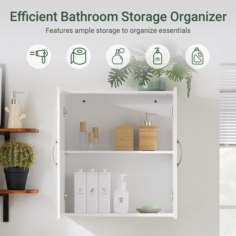 SoBuy Bathroom Cabinet Wall Mount with Doors and Adjustable Shelves, Medicine Cabinet Organizer for Small Bathroom Storage, Over The Toilet or Laundry Room Cabinets Wall Mounted, White FRG231-T-W - Image 3