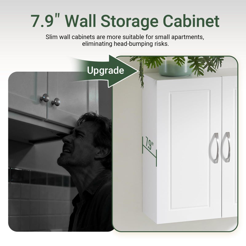 SoBuy Bathroom Cabinet Wall Mount with Doors and Adjustable Shelves, Medicine Cabinet Organizer for Small Bathroom Storage, Over The Toilet or Laundry Room Cabinets Wall Mounted, White FRG231-T-W - Image 4