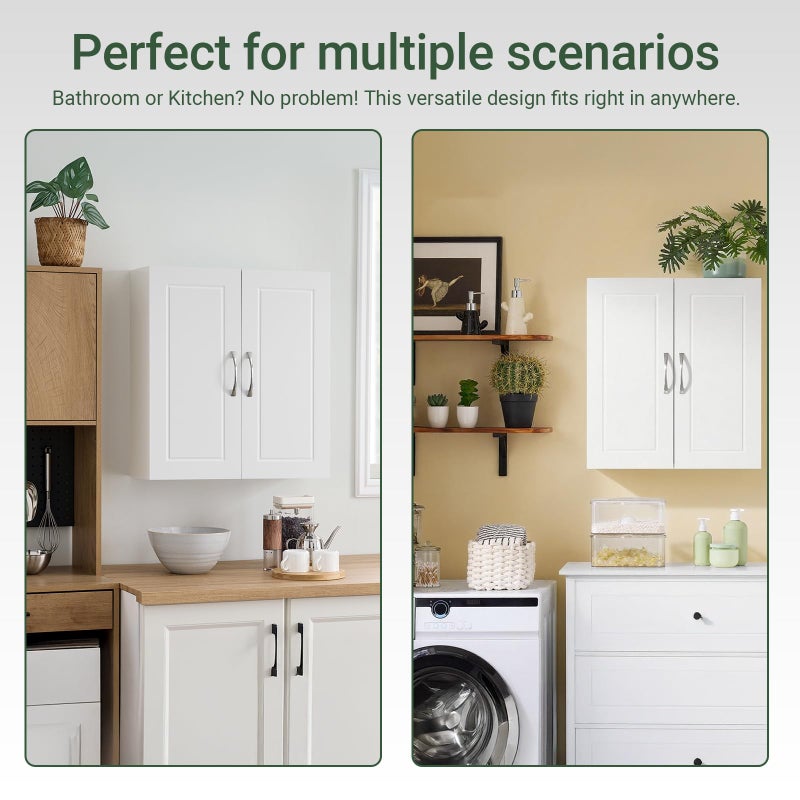SoBuy Bathroom Cabinet Wall Mount with Doors and Adjustable Shelves, Medicine Cabinet Organizer for Small Bathroom Storage, Over The Toilet or Laundry Room Cabinets Wall Mounted, White FRG231-T-W - Image 5