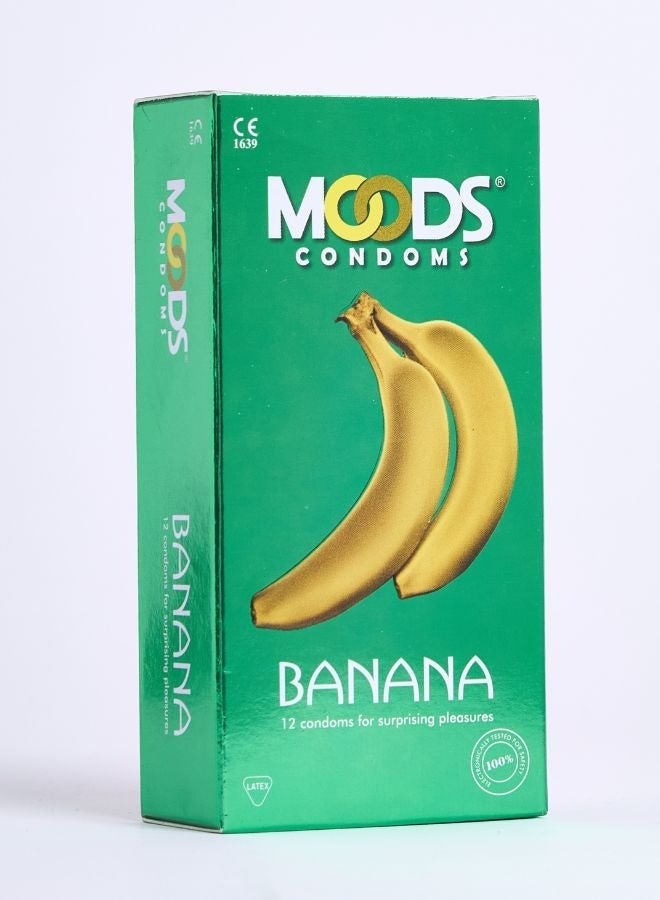 Moods Banana Condoms 12 Pcs - Image 1