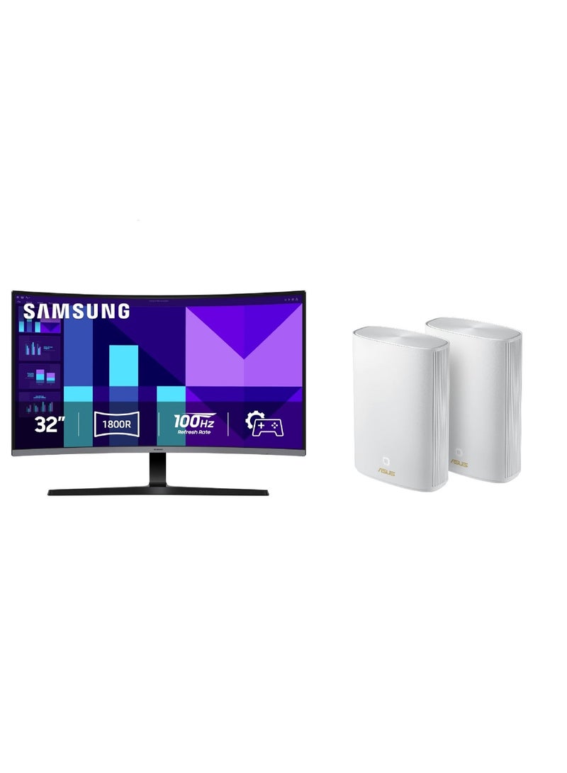 Samsung SmartConnect Office Pack - Samsung Essential S3 32” Curved Display + ZenWiFi XP4 AX1800 Mesh System - Image 1