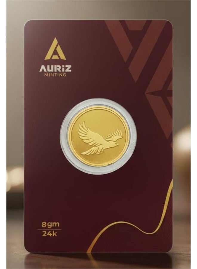 Auriz Minting 8gm 24 K Gold Coin Eagle Design - Image 1