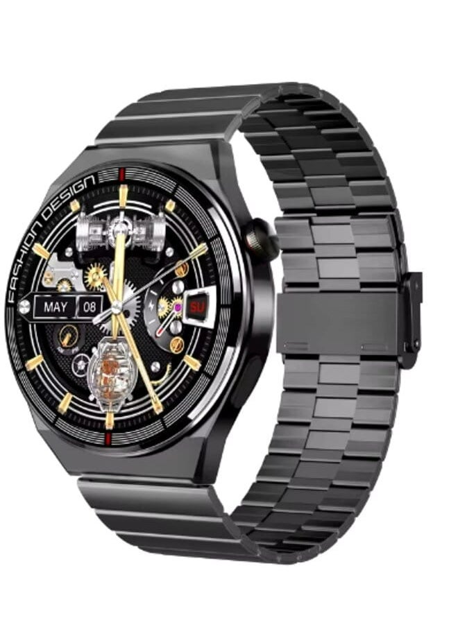 Haino Teko - Smart Watch H4 Pro Max Circular Design AMOLED Screen with Wireless Charging and Three Straps Black - Image 1
