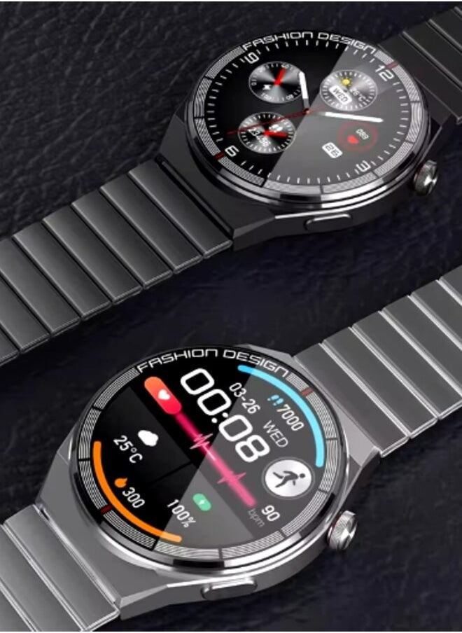 Haino Teko - Smart Watch H4 Pro Max Circular Design AMOLED Screen with Wireless Charging and Three Straps Black - Image 1