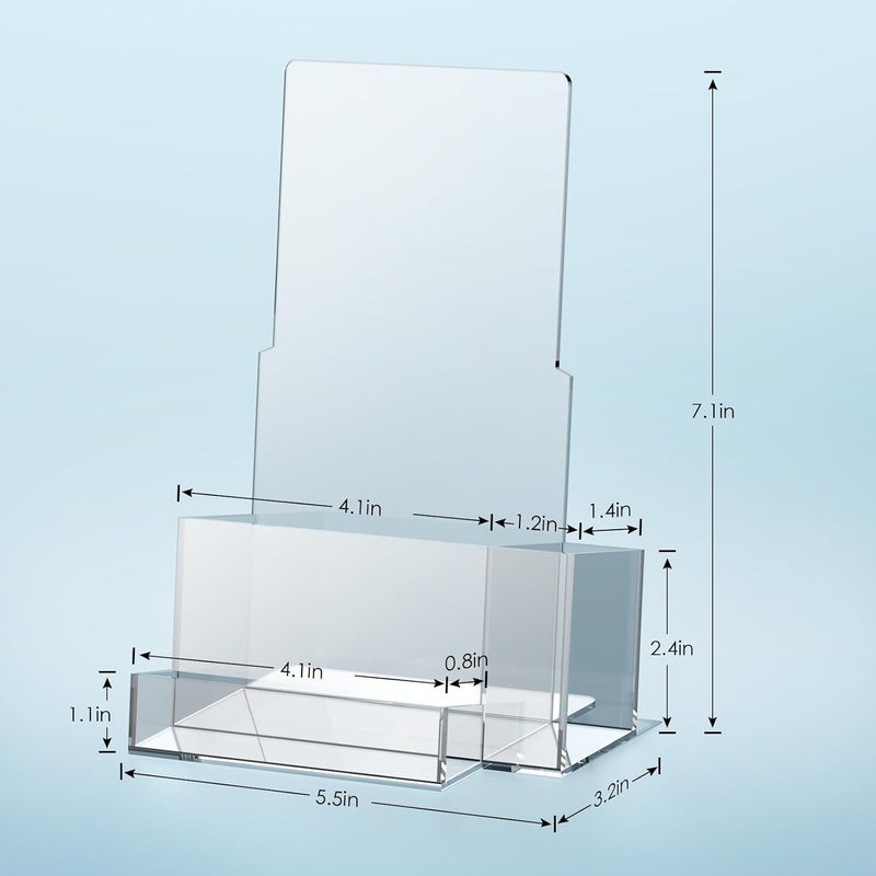 KINGTOP Acrylic Brochure Holder, Pamphlet Holder Display Stand with Pen Slot, Clear Brochure Display Stand for Office, Trade Show, and Retail Marketing Materials - Image 3