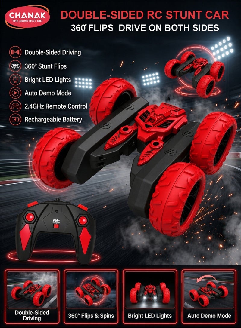Chanak Stunt Big Crab 360° Rotating Rc Car Double-Sided 4Wd Remote Control Rechargeable Car With Spinning & Flipping Action, includes Controller (Color as per Availability) - Image 1