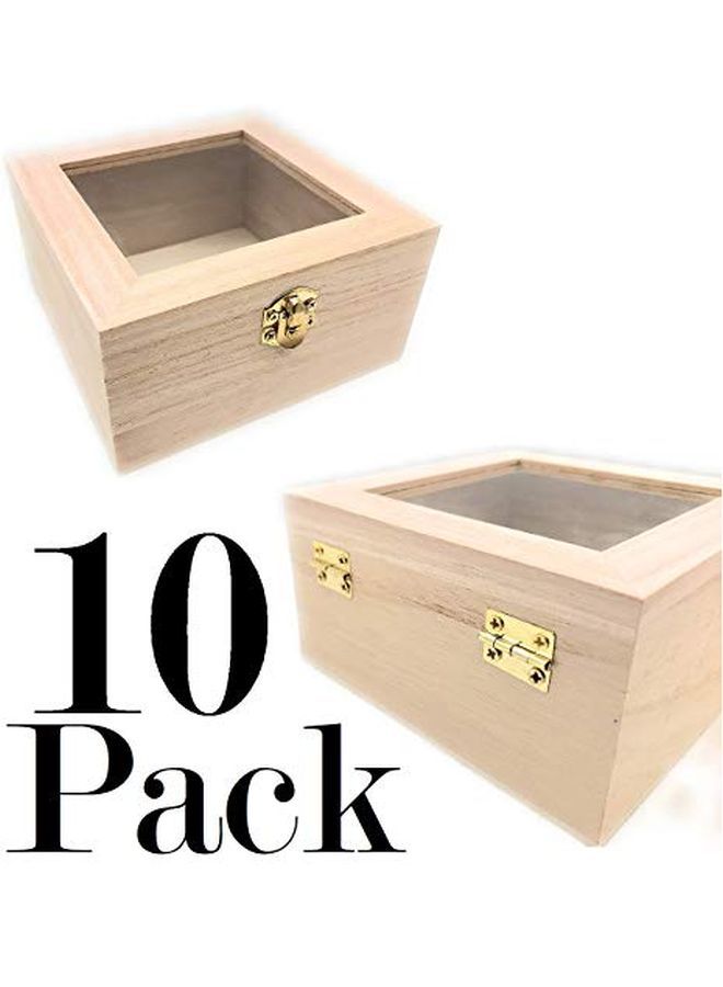 Oojami 10 Pc Set Unfinished Wood Craft Box With Window For Arts Crafts And Birthday Party Favor Diy - Image 5