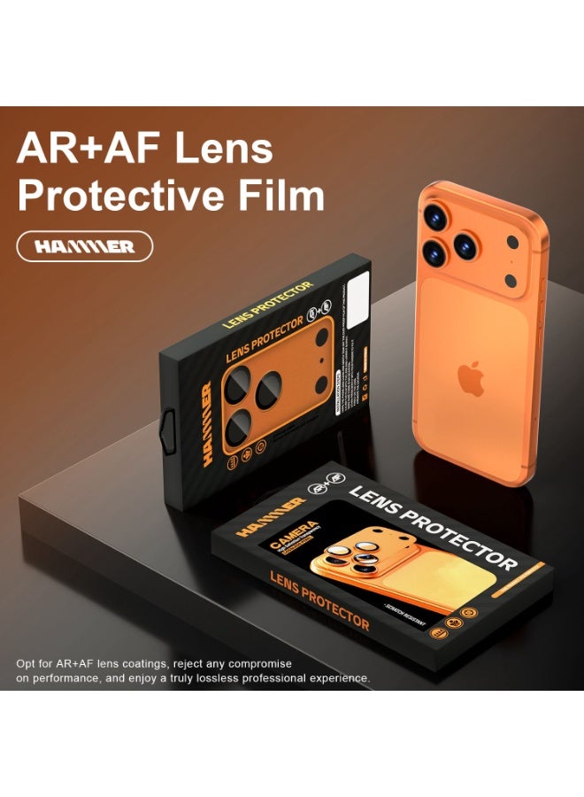Hammer Camera Lens Protector for iPhone 17 Pro Max, Heavy Duty Scratch and Drop Protection, Full Coverage, 3D Metal, Case Compatible, Tempered Glass Camera Cover, Orange - Image 2