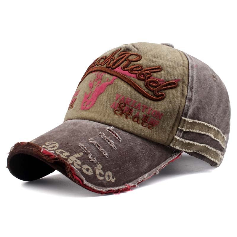 Vintage letter hat denim hat curved brim hat cow head baseball cap men and women cap couple hat wholesale Army Green  - Image 2