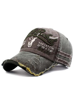 Generic Vintage Letter Denim Cap Curved Bill Men Womens Duckbill Baseball Cap Couple Wholesale Skullies Beanies Army Green  - Image 1