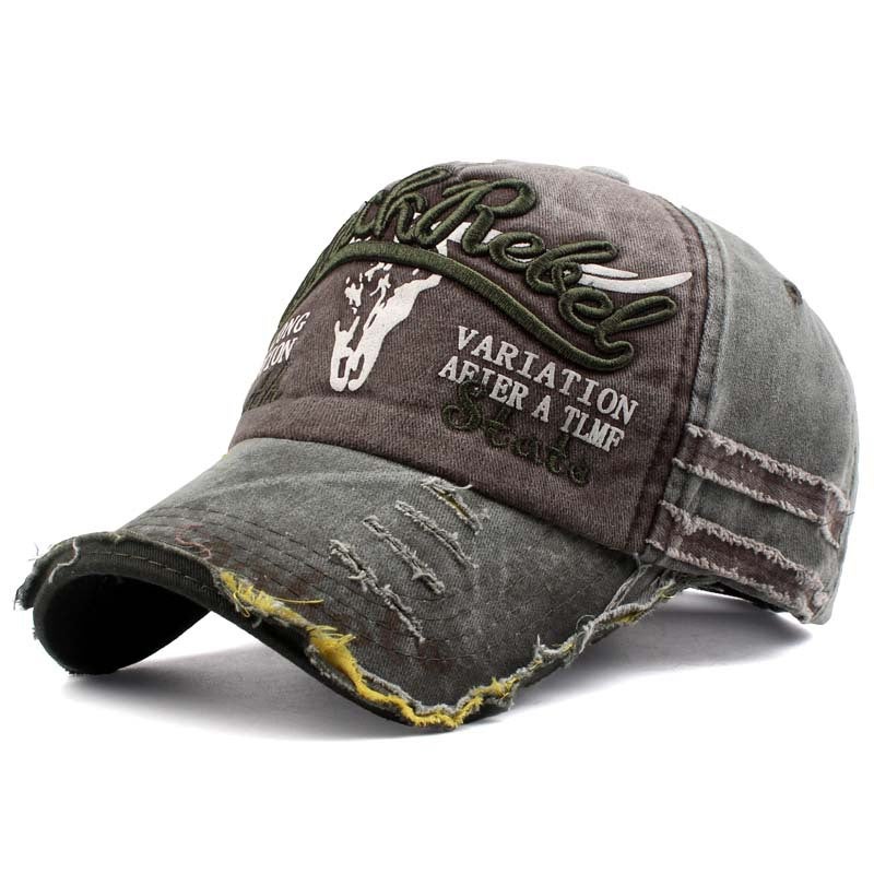 Vintage letter hat denim hat curved brim hat cow head baseball cap men and women cap couple hat wholesale Army Green  - Image 1