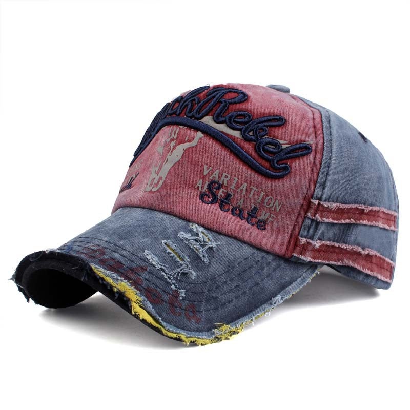 Vintage letter hat denim hat curved brim hat cow head baseball cap men and women cap couple hat wholesale Army Green  - Image 4