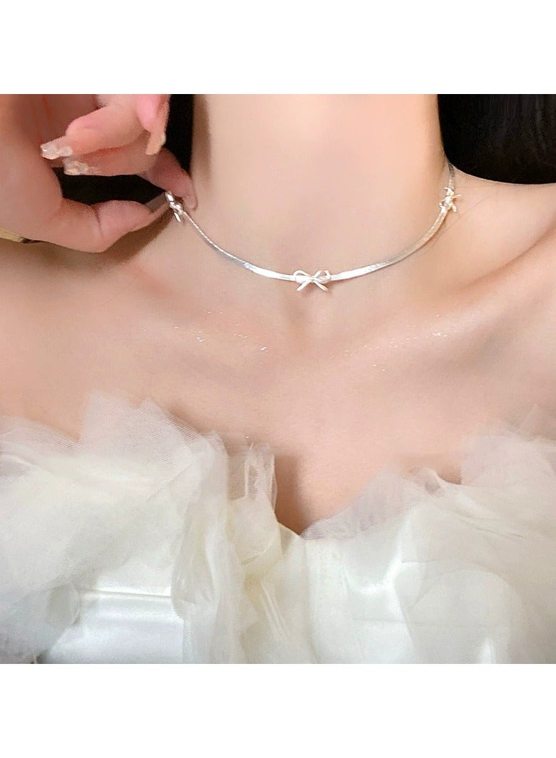 Goolsky Minimalist Bow Tie Snake Chain Necklace for Women – Chic Summer Choker or Bracelet, Dainty Adjustable Jewelry  - Image 1