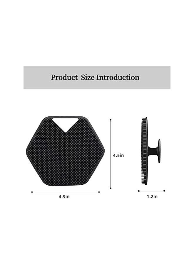 MAX MANA Secret Body Scrubber Andstorage Hooksilicone Toiletry Shower And Bathroom Accessory The Body Buffer Premium Silicone Scrubber For Nourishing Cleaning And Exfoliating Your Skin Black Polygon  - Image 2
