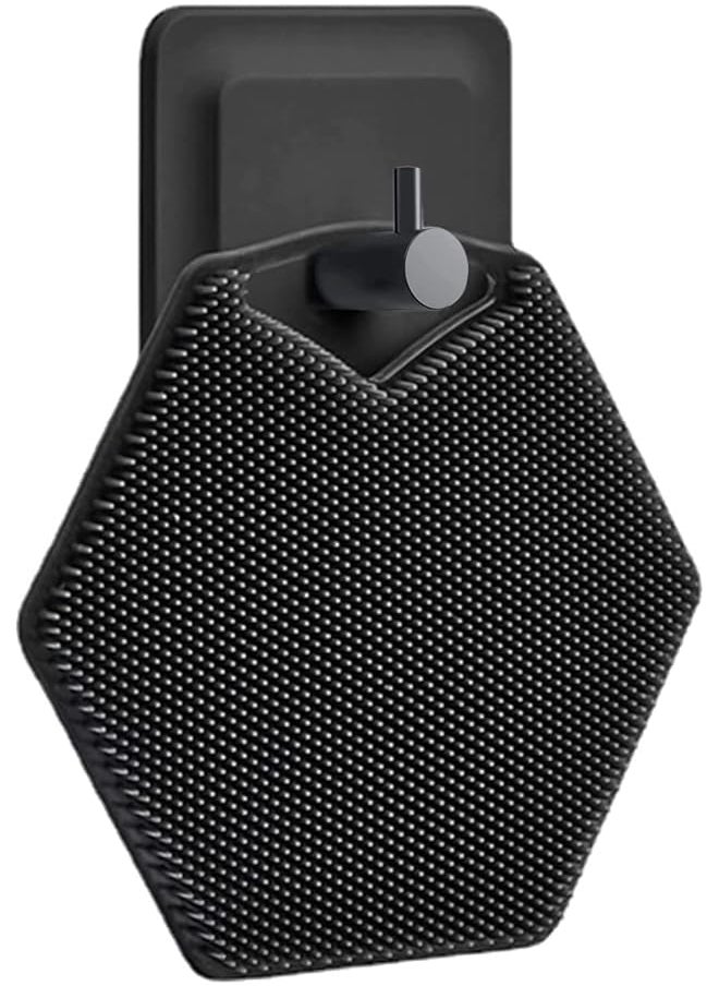 MAX MANA Secret Body Scrubber Andstorage Hooksilicone Toiletry Shower And Bathroom Accessory The Body Buffer Premium Silicone Scrubber For Nourishing Cleaning And Exfoliating Your Skin Black Polygon  - Image 1