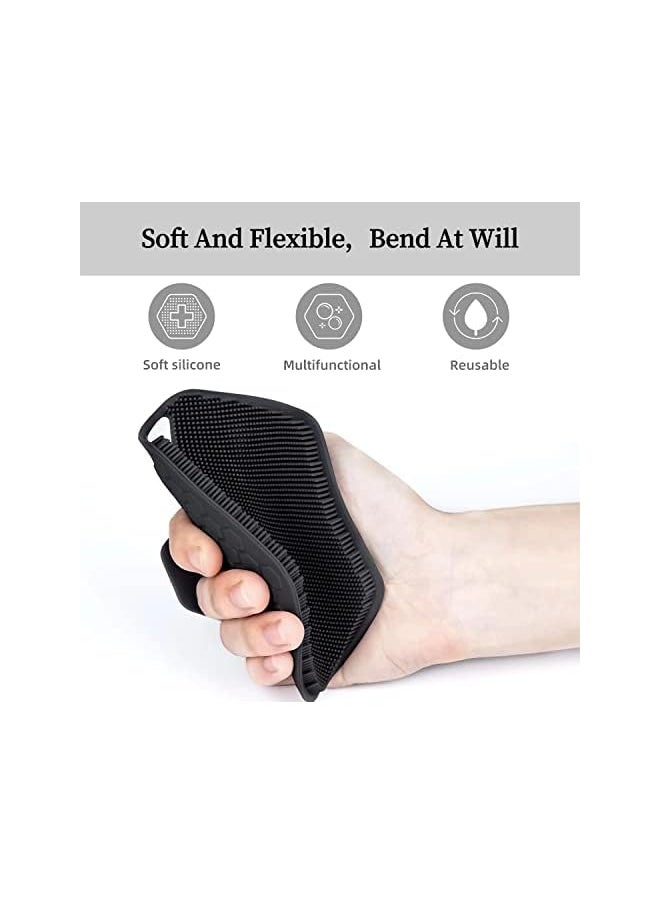 MAX MANA Secret Body Scrubber Andstorage Hooksilicone Toiletry Shower And Bathroom Accessory The Body Buffer Premium Silicone Scrubber For Nourishing Cleaning And Exfoliating Your Skin Black Polygon  - Image 3