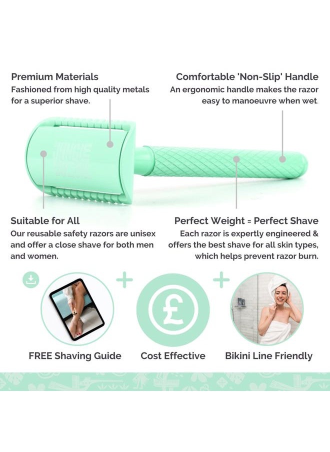 Jungle Culture - Safety Razor • One Blade Metal Razors for Women & Men for Body & Face • Eco Friendly & Reusable Shaver • Green - Image 1