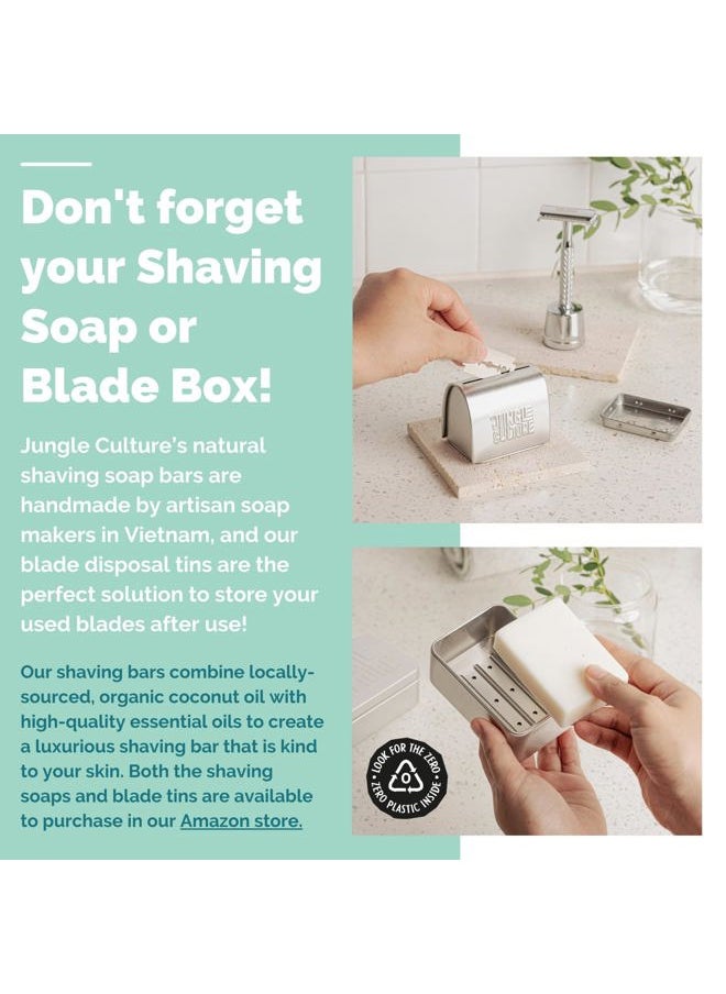 Jungle Culture - Safety Razor • One Blade Metal Razors for Women & Men for Body & Face • Eco Friendly & Reusable Shaver • Green - Image 1