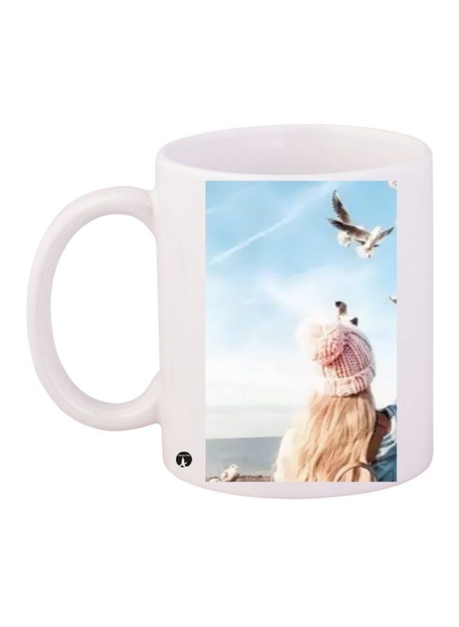 RKN Printed Ceramic Coffee Mug White/Blue - Image 2